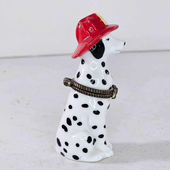 Dalmatian Firefighter Trinket Box Figurine Midwest Of Cannon Falls Spotted Dog - Picture 3 of 8